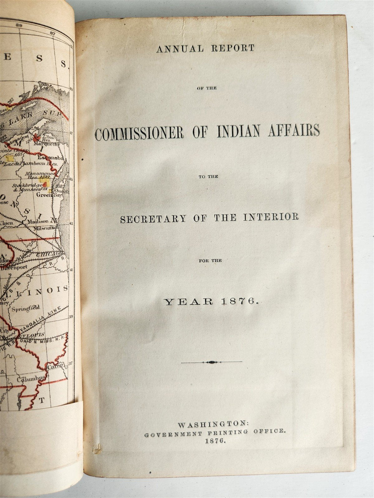 1876 COMMISSIONER OF INDIAN AFFAIRS REPORT illustrated w/MAP antique AMERICANA