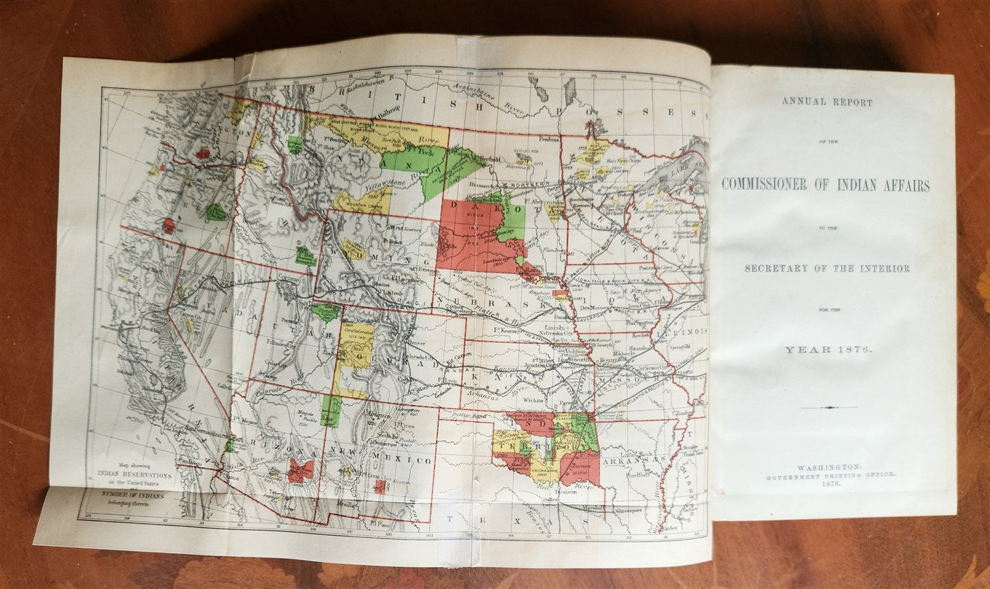 1876 COMMISSIONER OF INDIAN AFFAIRS REPORT illustrated w/MAP antique AMERICANA