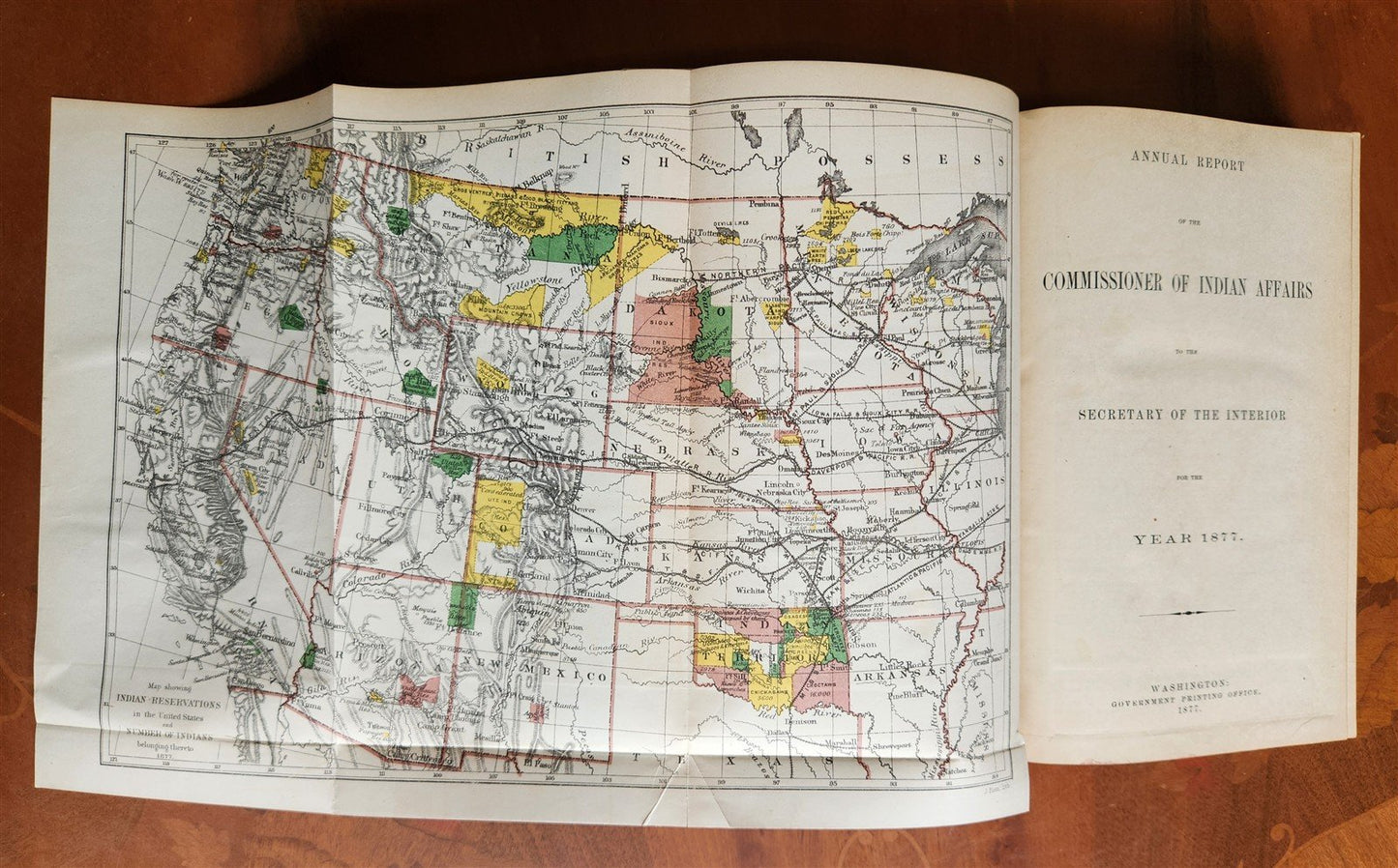 1877 COMMISSIONER OF INDIAN AFFAIRS REPORT illustrated w/MAP antique AMERICANA