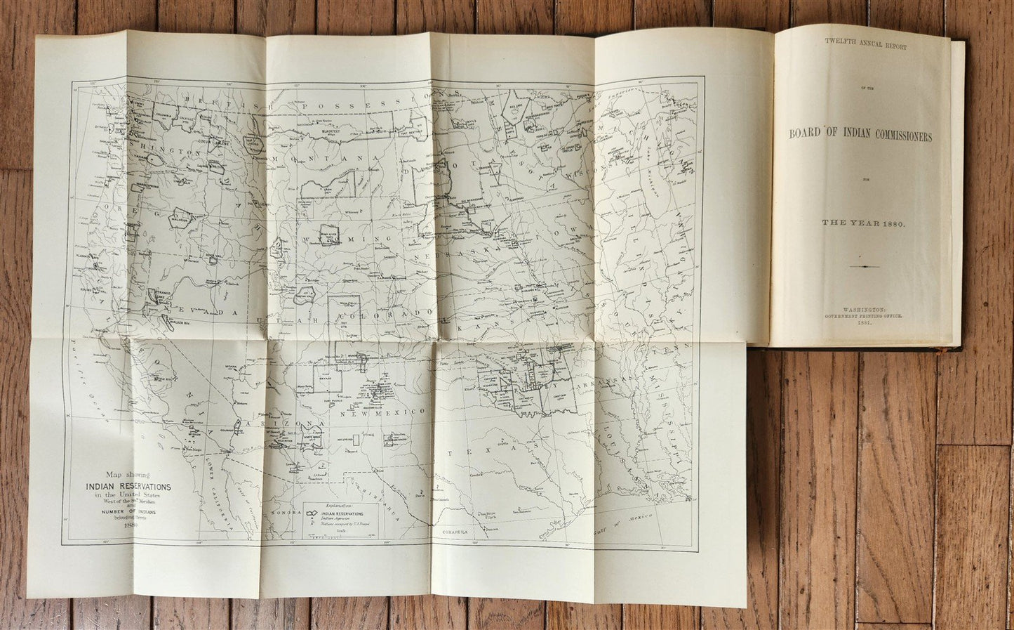 1880 REPORT of INDIAN AFFAIRS COMMISSIONERS BOARD antique w/MAPS of RESERVATIONS