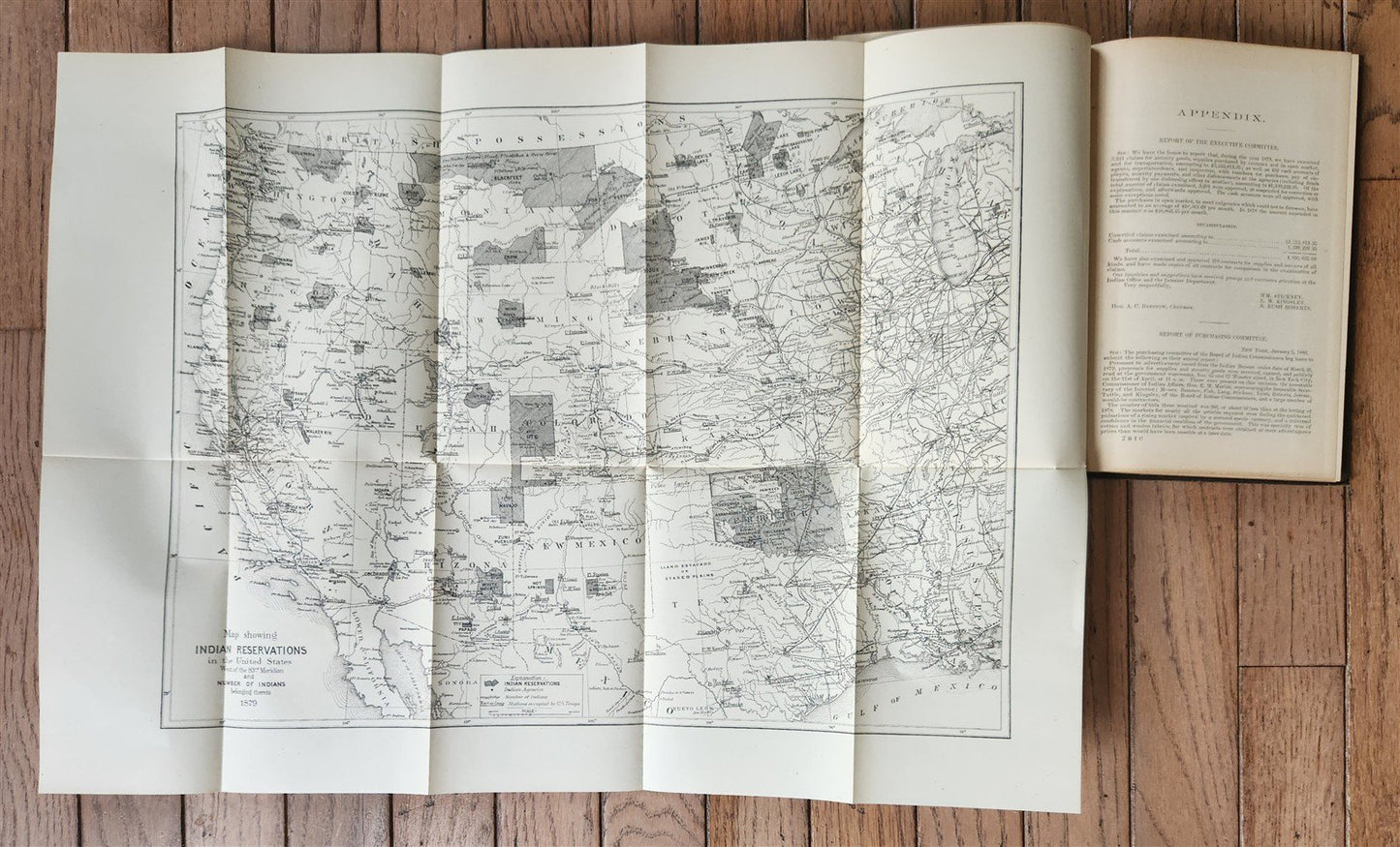 1879 REPORT of INDIAN AFFAIRS COMMISSIONERS BOARD antique w/MAPS of RESERVATIONS