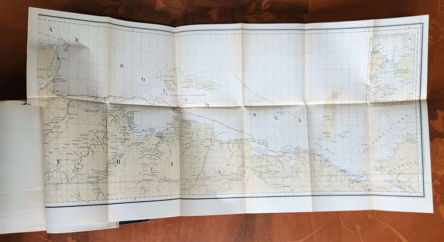 1882 VOYAGE OF THE VEGA bound ASIA & EUROPE by Nordenskiold antique ILLUSTRATED