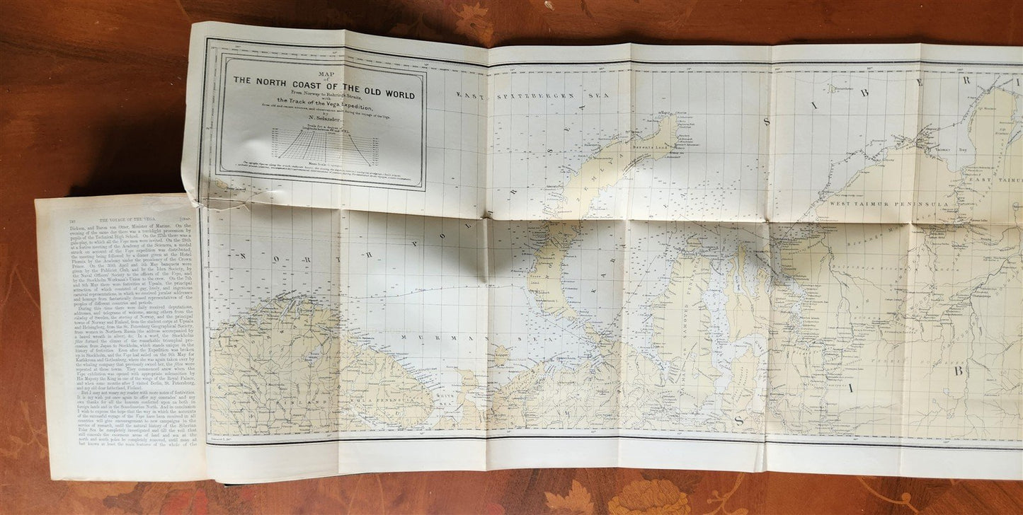 1882 VOYAGE OF THE VEGA bound ASIA & EUROPE by Nordenskiold antique ILLUSTRATED