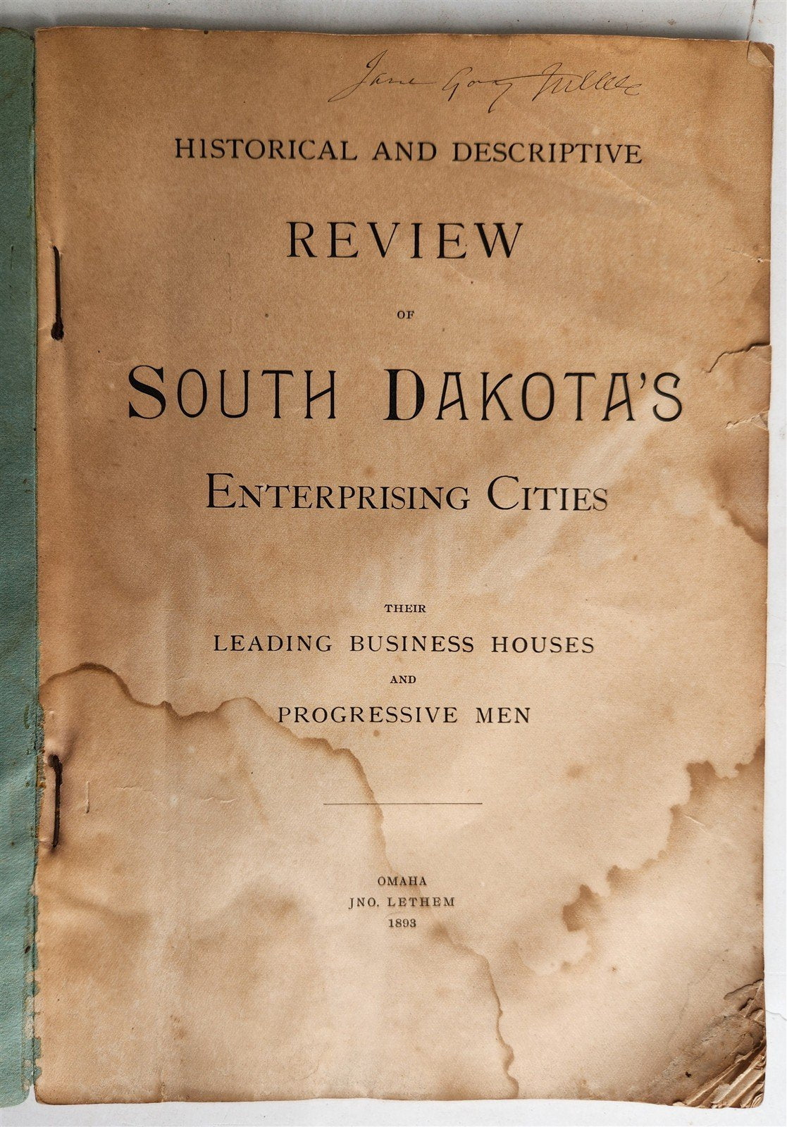 1893 Historical Review of South Dakota's Enterprising Cities antique ILLUSTRATED