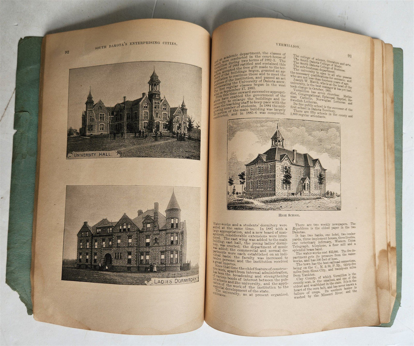 1893 Historical Review of South Dakota's Enterprising Cities antique ILLUSTRATED