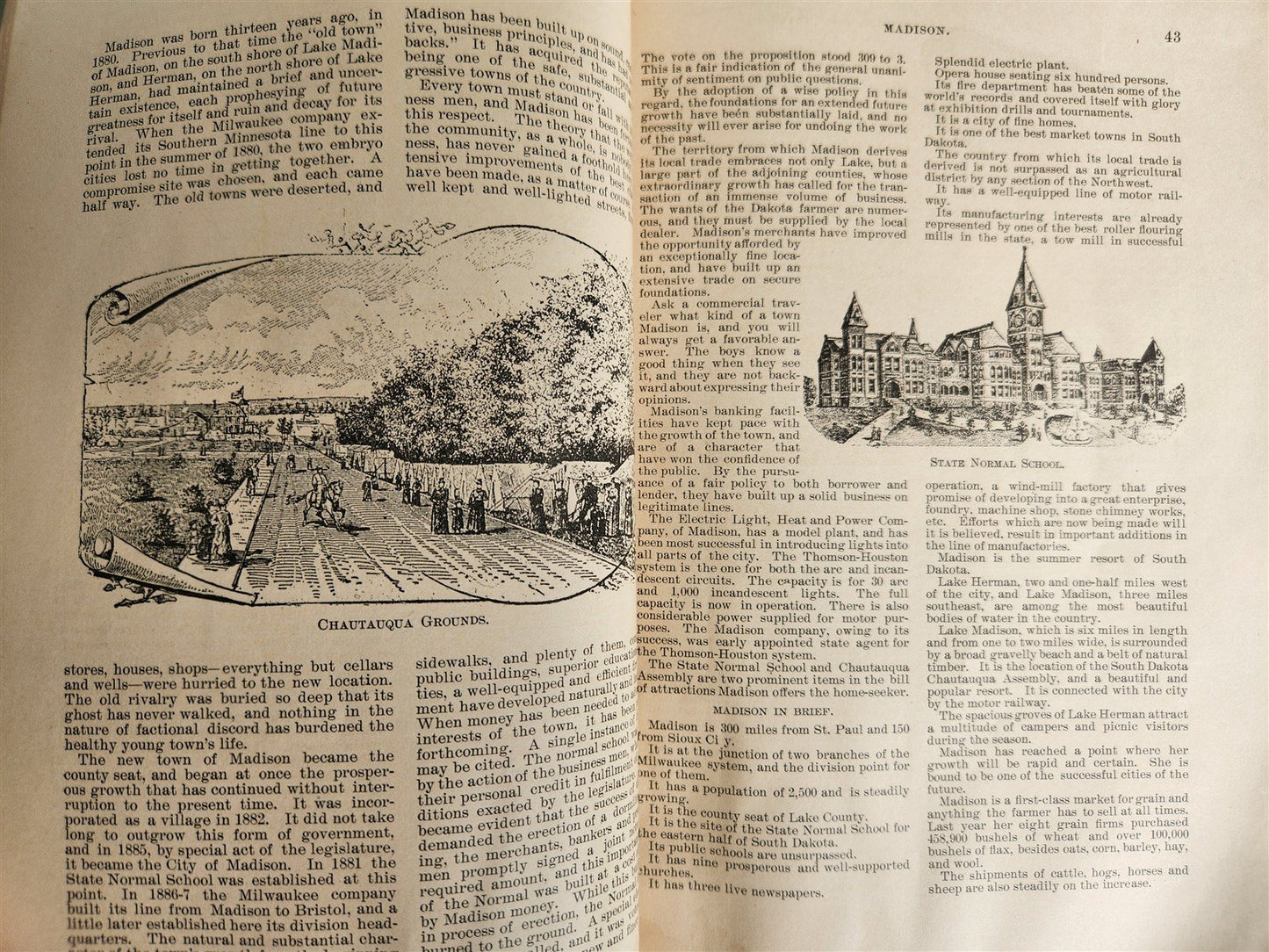 1893 Historical Review of South Dakota's Enterprising Cities antique ILLUSTRATED