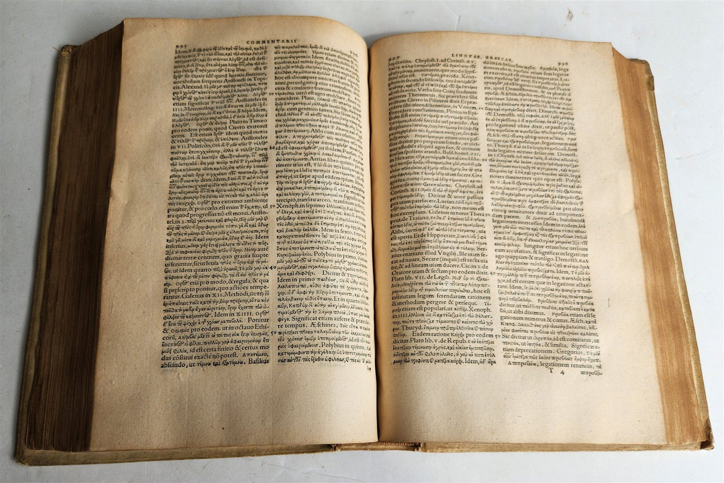 1557 Guillaume Bude COMMENTARII LINGUAE GRAECAE antique PIGSKIN BOUND FOLIO