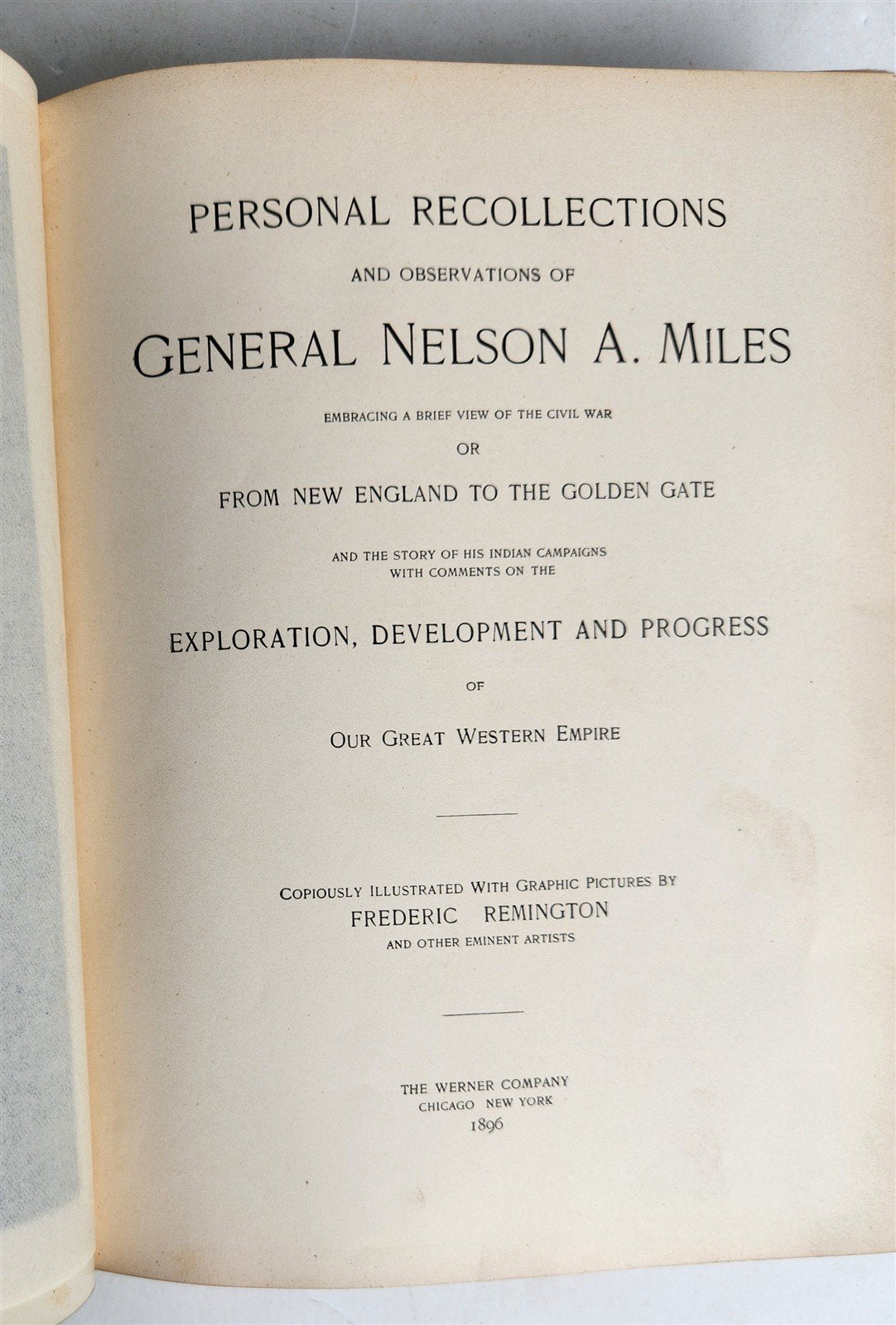 1896 PERSONAL RECOLLECTIONS of GENERAL NELSON A. MILES antique ILLUSTRATED