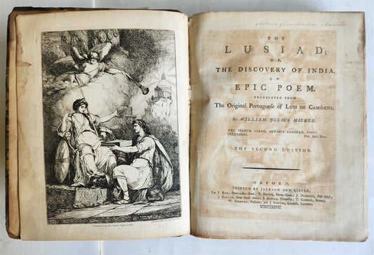 1778 LUSIAD or DISCOVERY of INDIA EPIC POEM L. Camoes antique ILLUSTRATED w/ MAP