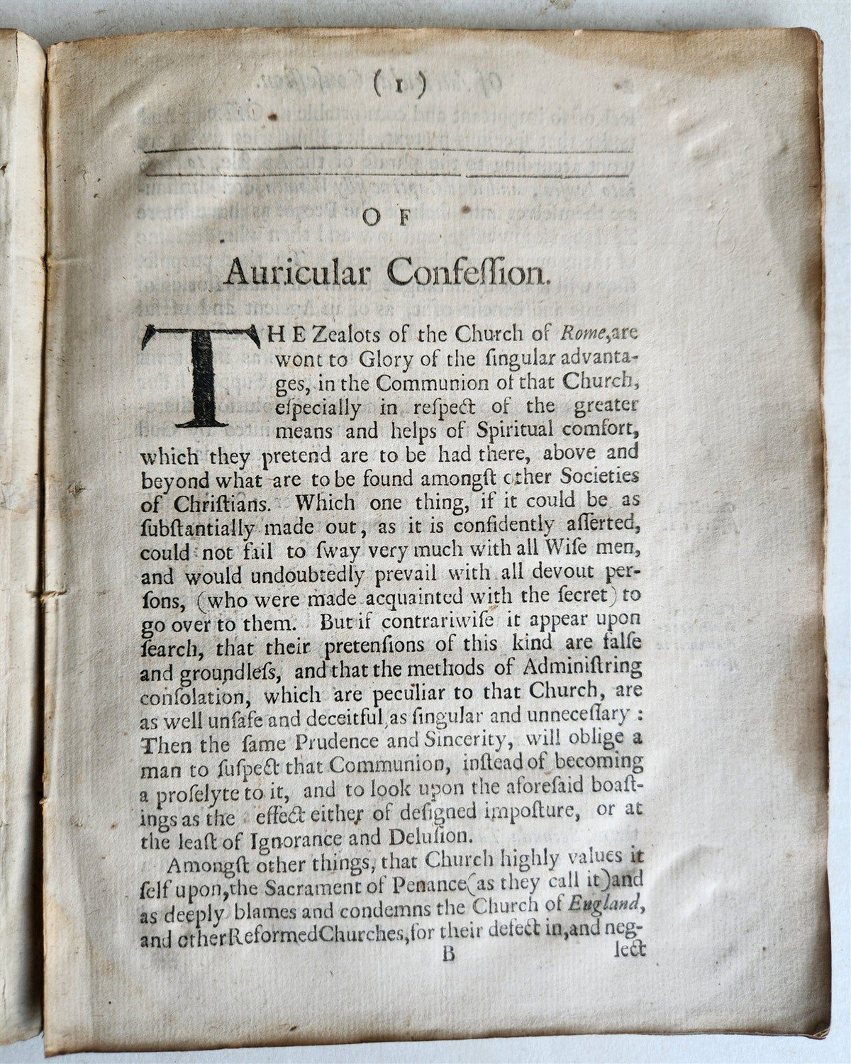 1684 Discourse on Auricular Confession As prescribed by Council of Trent antique