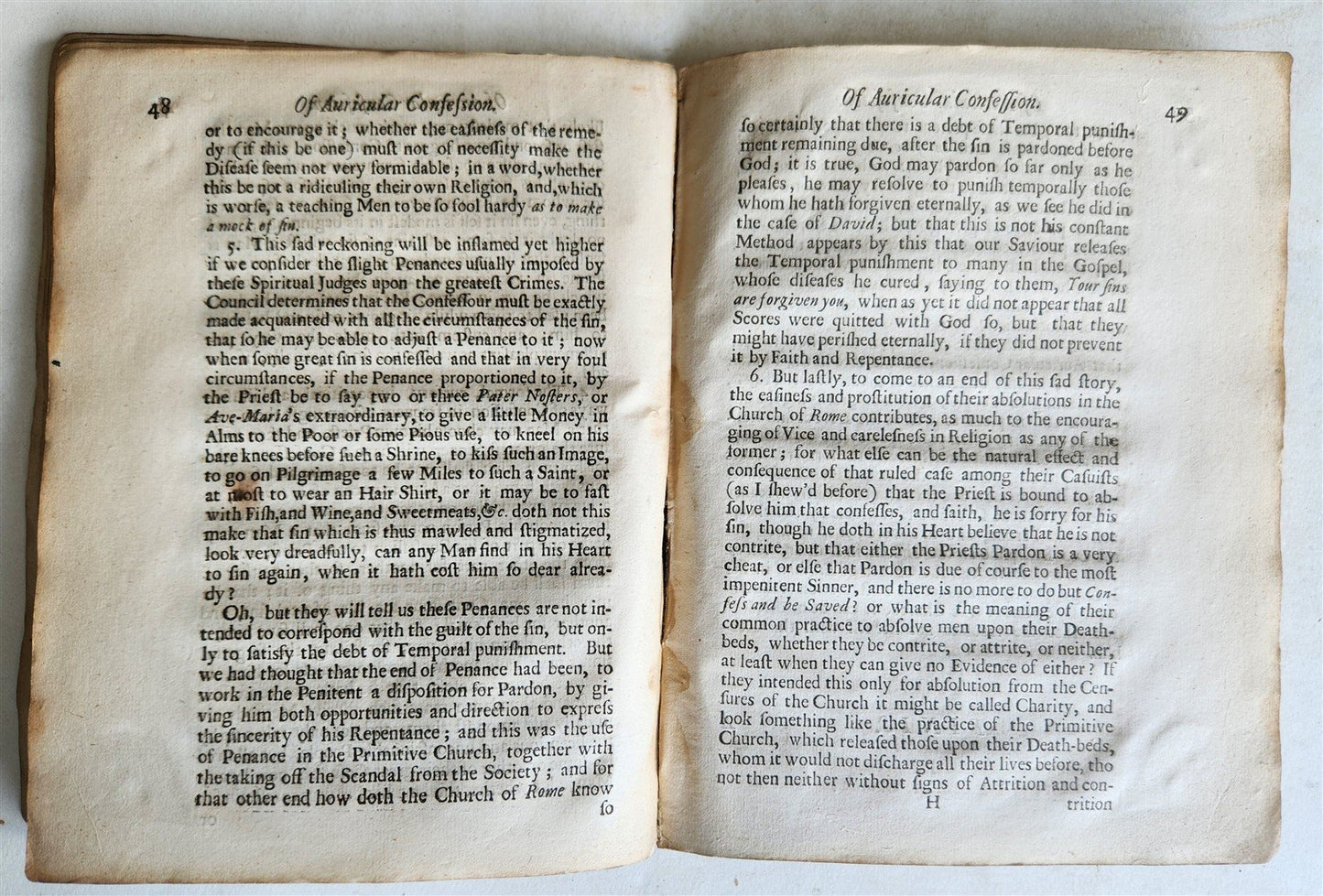 1684 Discourse on Auricular Confession As prescribed by Council of Trent antique