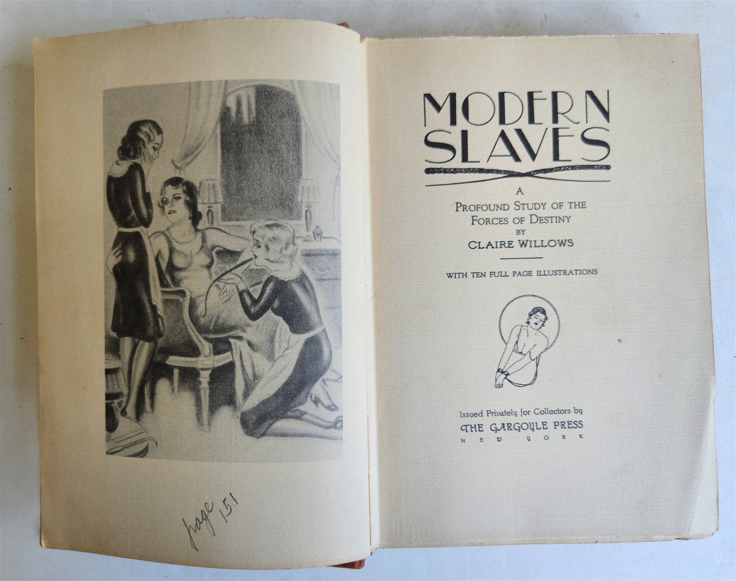 1930 EROTIC ILLUSTRATED NOVEL by Claire Willows MODERN SLAVES antique