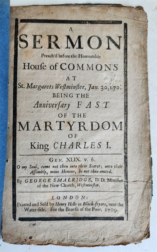 1709 SERMON for ANNIVERSARY FAST of the MARTYRDOM of KING CHARLES I antique