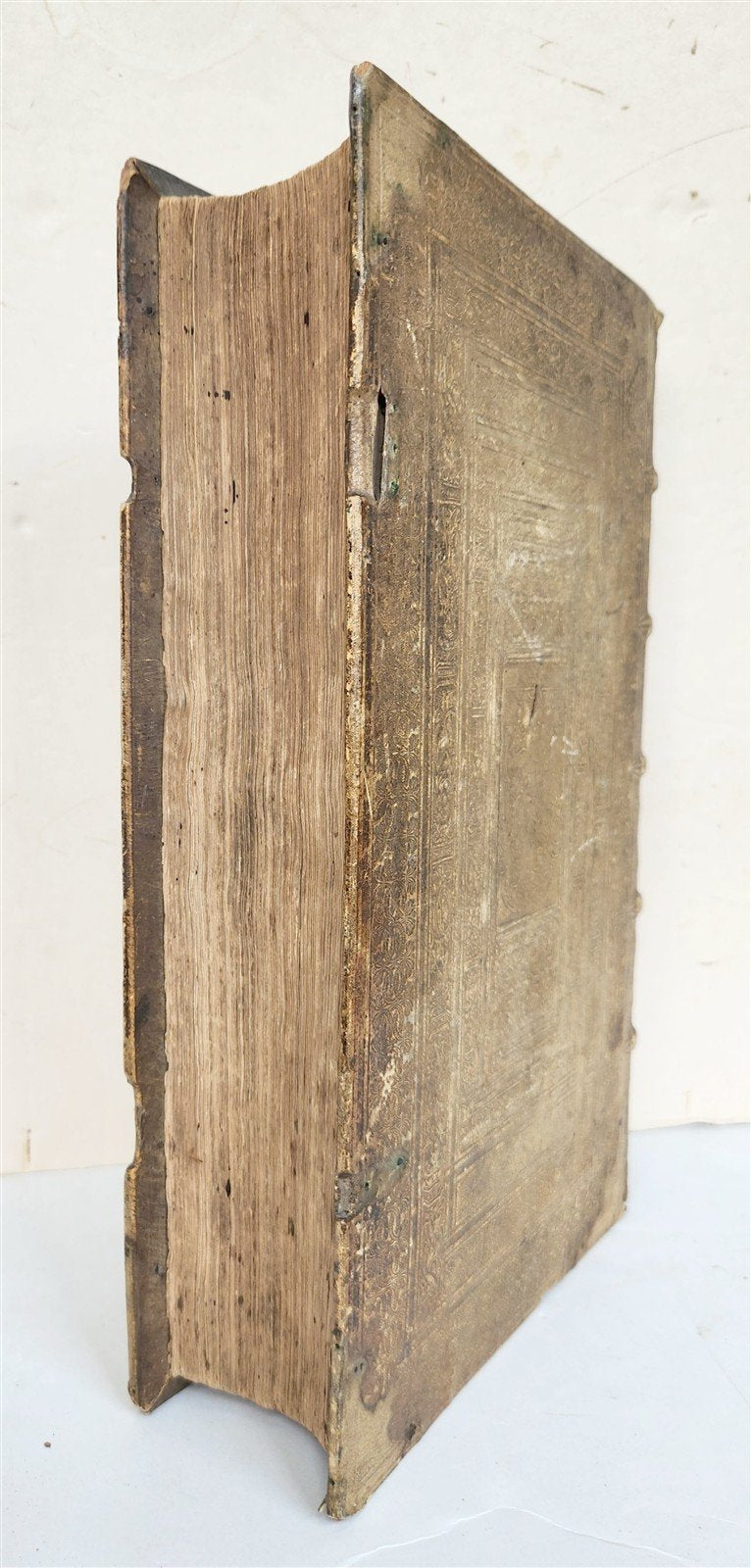 1584 BIBLE in GREEK & HEBREW antique 16th c PIGSKIN BOUND FOLIO by PLANTIN rare
