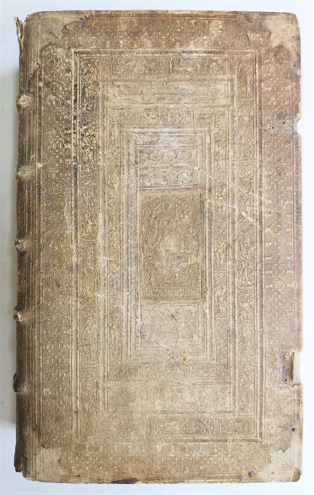 1584 BIBLE in GREEK & HEBREW antique 16th c PIGSKIN BOUND FOLIO by PLANTIN rare