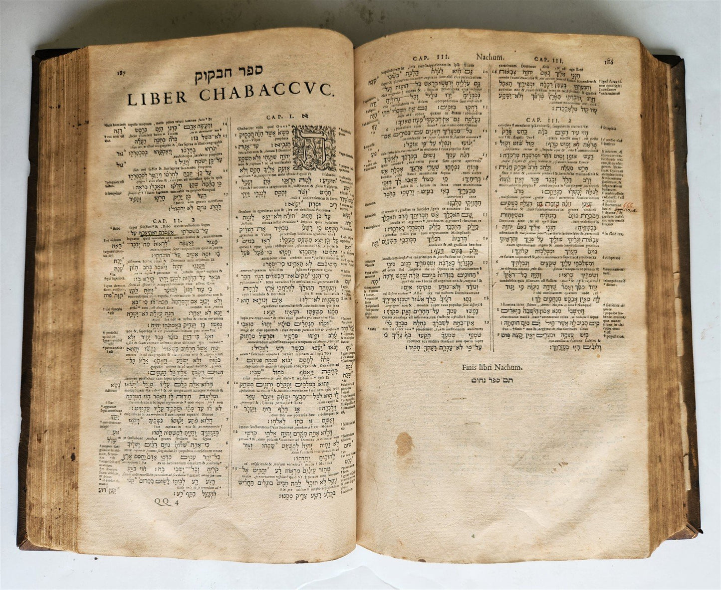 1584 BIBLE in GREEK & HEBREW antique 16th c PIGSKIN BOUND FOLIO by PLANTIN rare