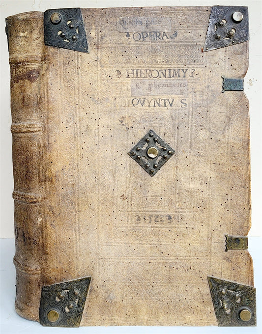 1516 POST-INCUNABULA OPERUM DIVI HIERONYMI by ST. JEROME antique PIGSKIN FOLIO