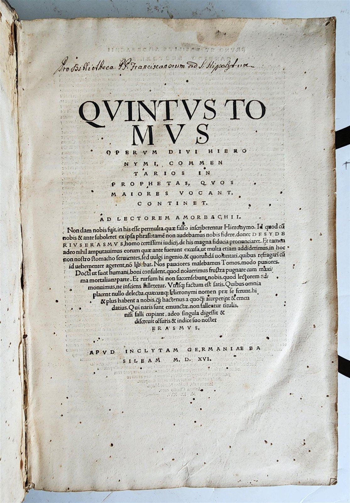 1516 POST-INCUNABULA OPERUM DIVI HIERONYMI by ST. JEROME antique PIGSKIN FOLIO