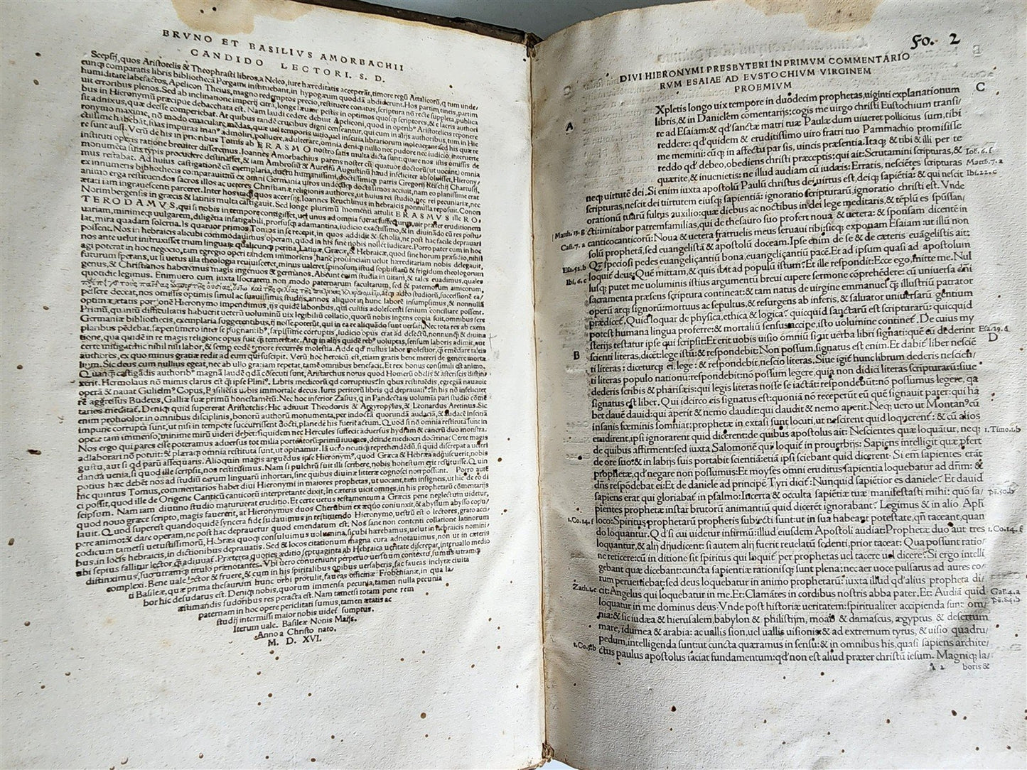 1516 POST-INCUNABULA OPERUM DIVI HIERONYMI by ST. JEROME antique PIGSKIN FOLIO