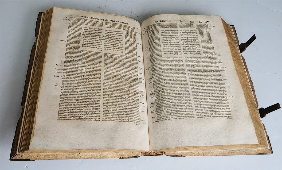 1516 POST-INCUNABULA OPERUM DIVI HIERONYMI by ST. JEROME antique PIGSKIN FOLIO
