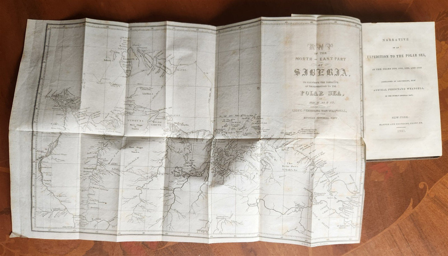 1841 EXPEDITION to POLAR SEA in 1820-1823 by RUSSIAN ADMIRAL F. WRANGELL antique