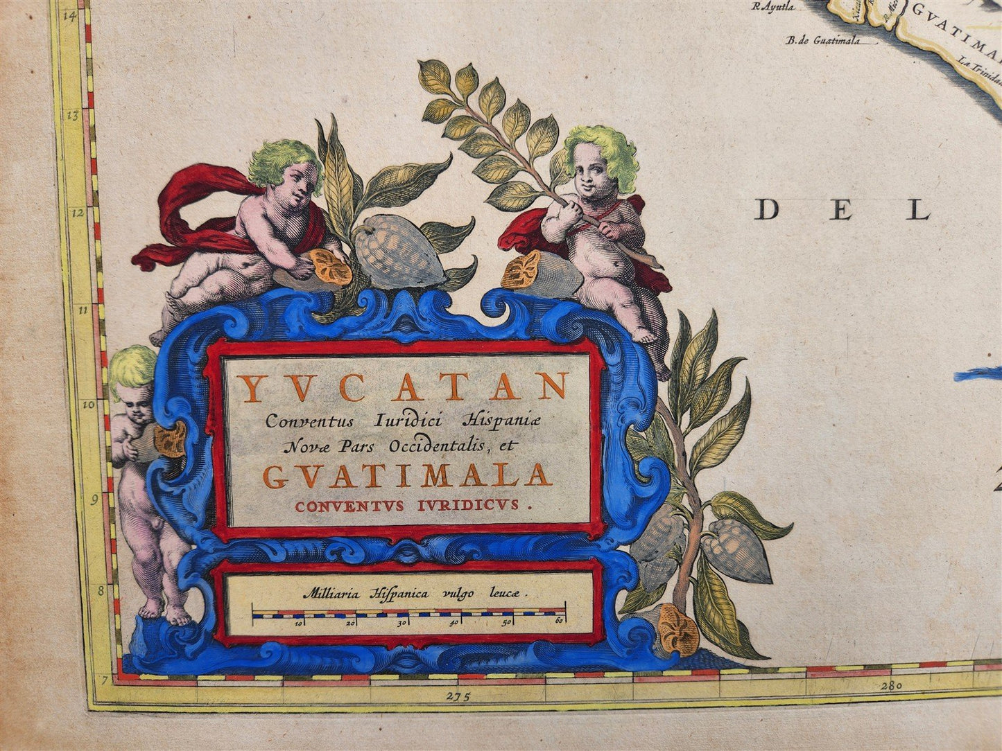 1650s YUCATAN GUATIMALA original MAP antique by Joan Blaeu Guatemala & Mexico