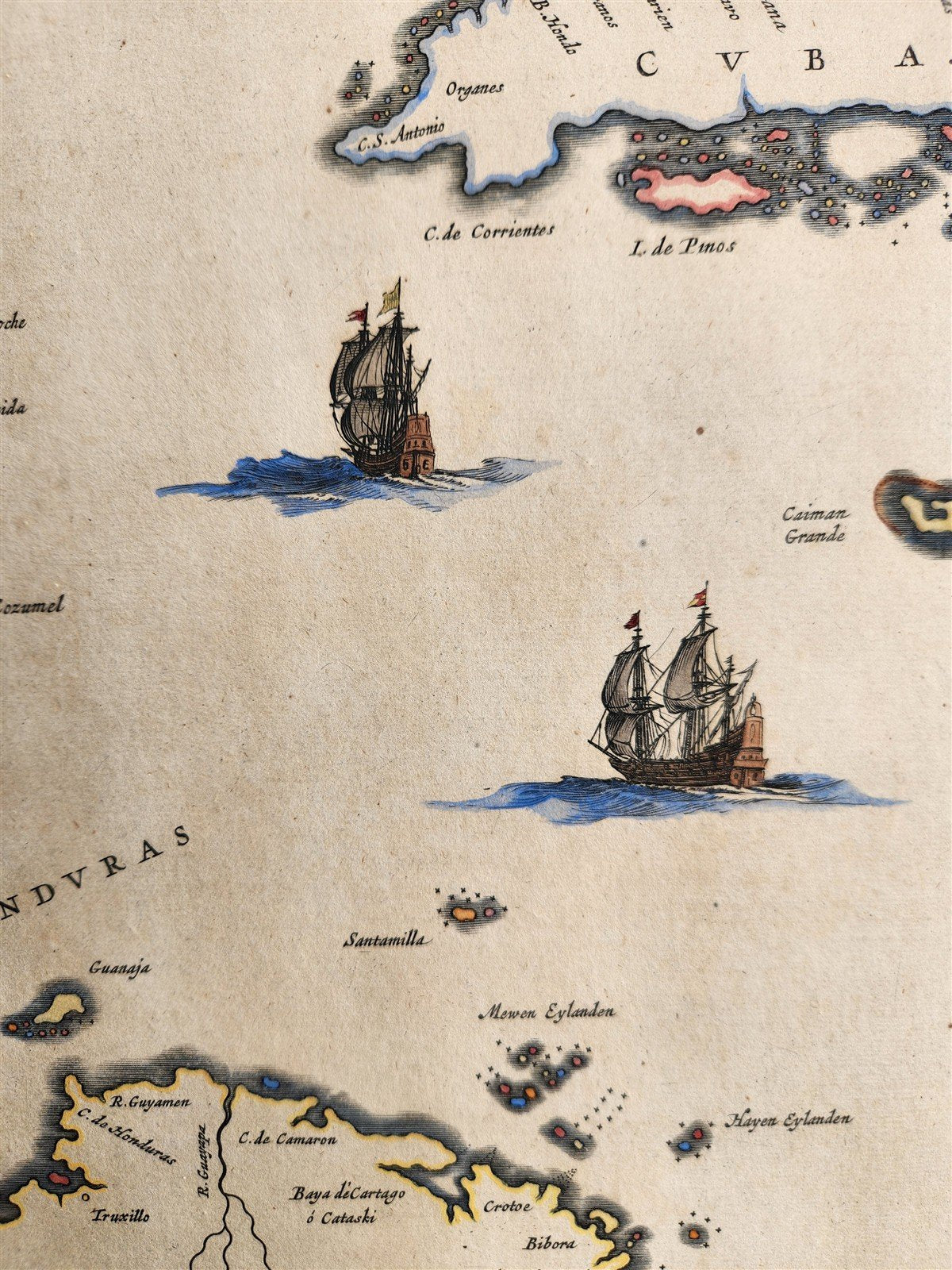 1650s YUCATAN GUATIMALA original MAP antique by Joan Blaeu Guatemala & Mexico