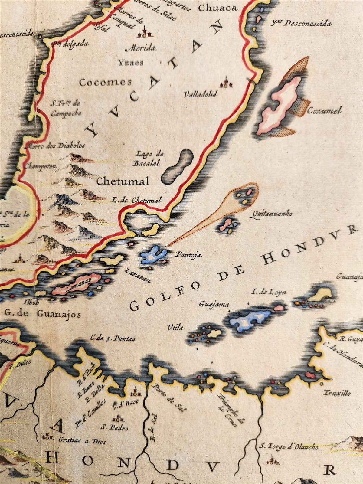 1650s YUCATAN GUATIMALA original MAP antique by Joan Blaeu Guatemala & Mexico