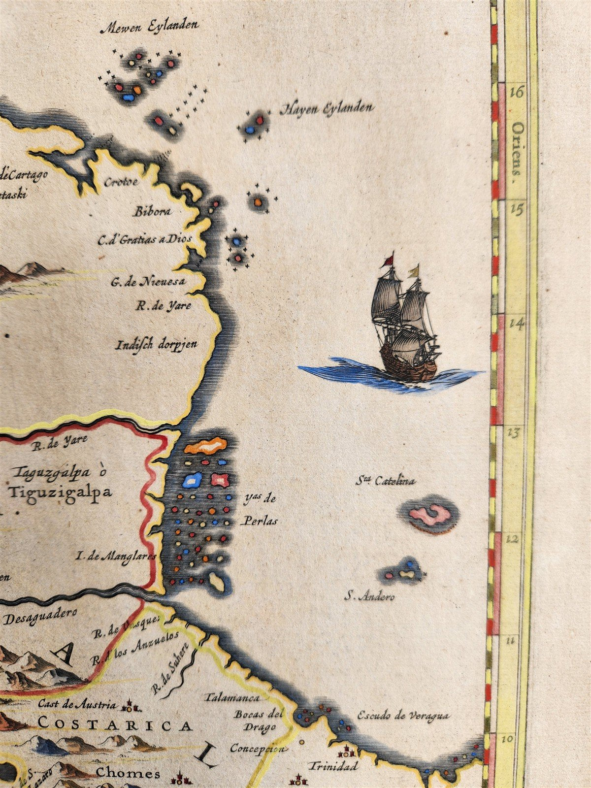 1650s YUCATAN GUATIMALA original MAP antique by Joan Blaeu Guatemala & Mexico