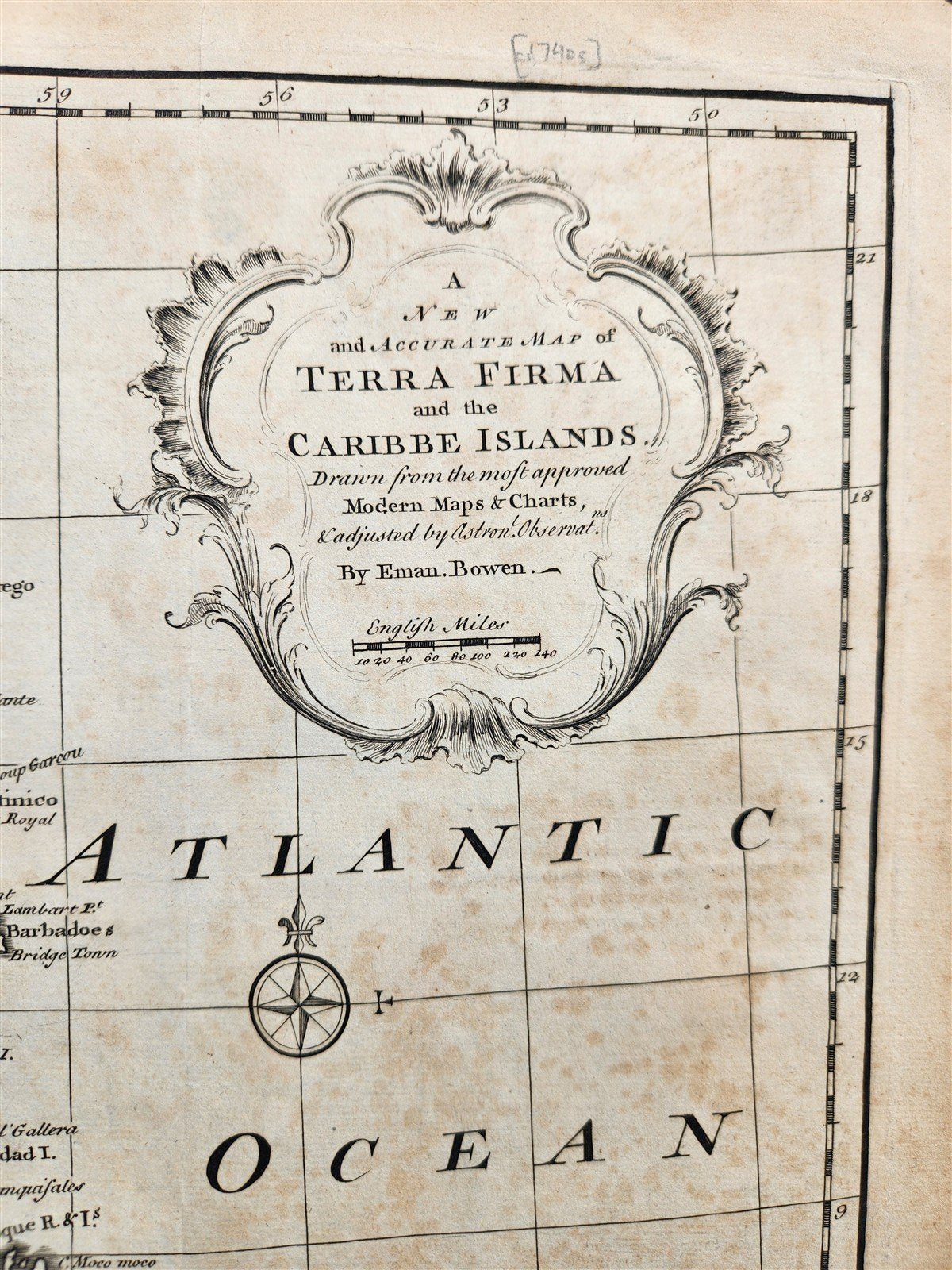 1747 CARIBBEAN ISLANDS original MAP By Eman Bowen antique