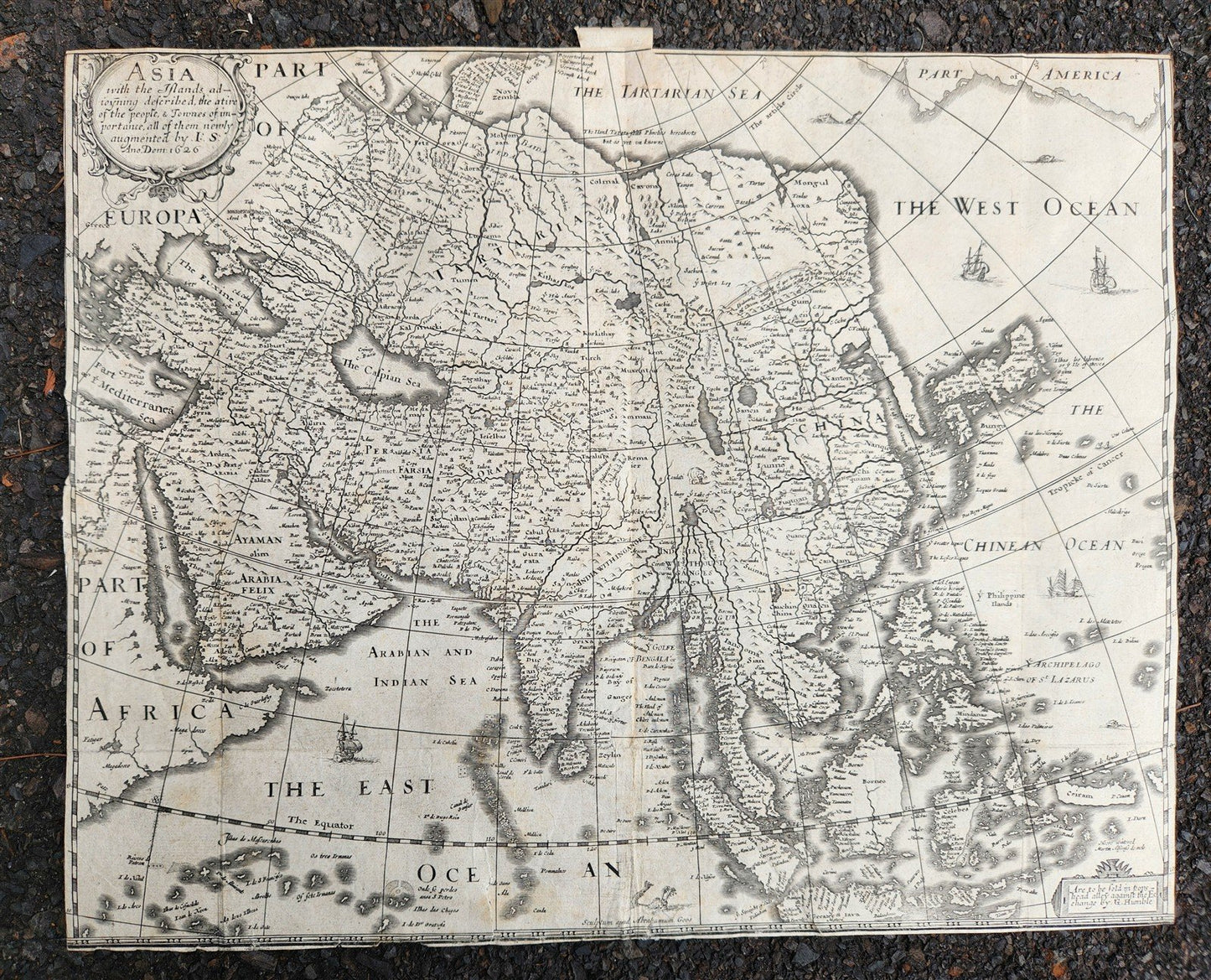1626 ASIA w/ ISLANDS original MAP by JOHN SPEED antique
