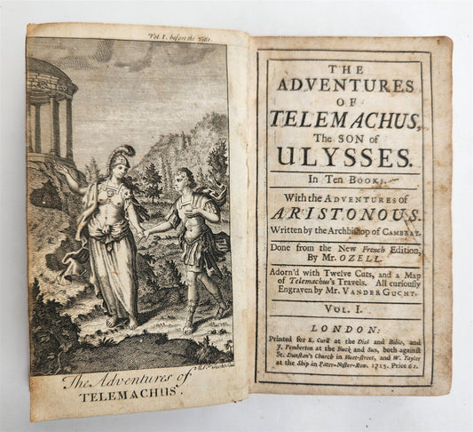 1715 THE ADVENTURES of TELEMACHUS Vol. I ANTIQUE illustrated in ENGLISH