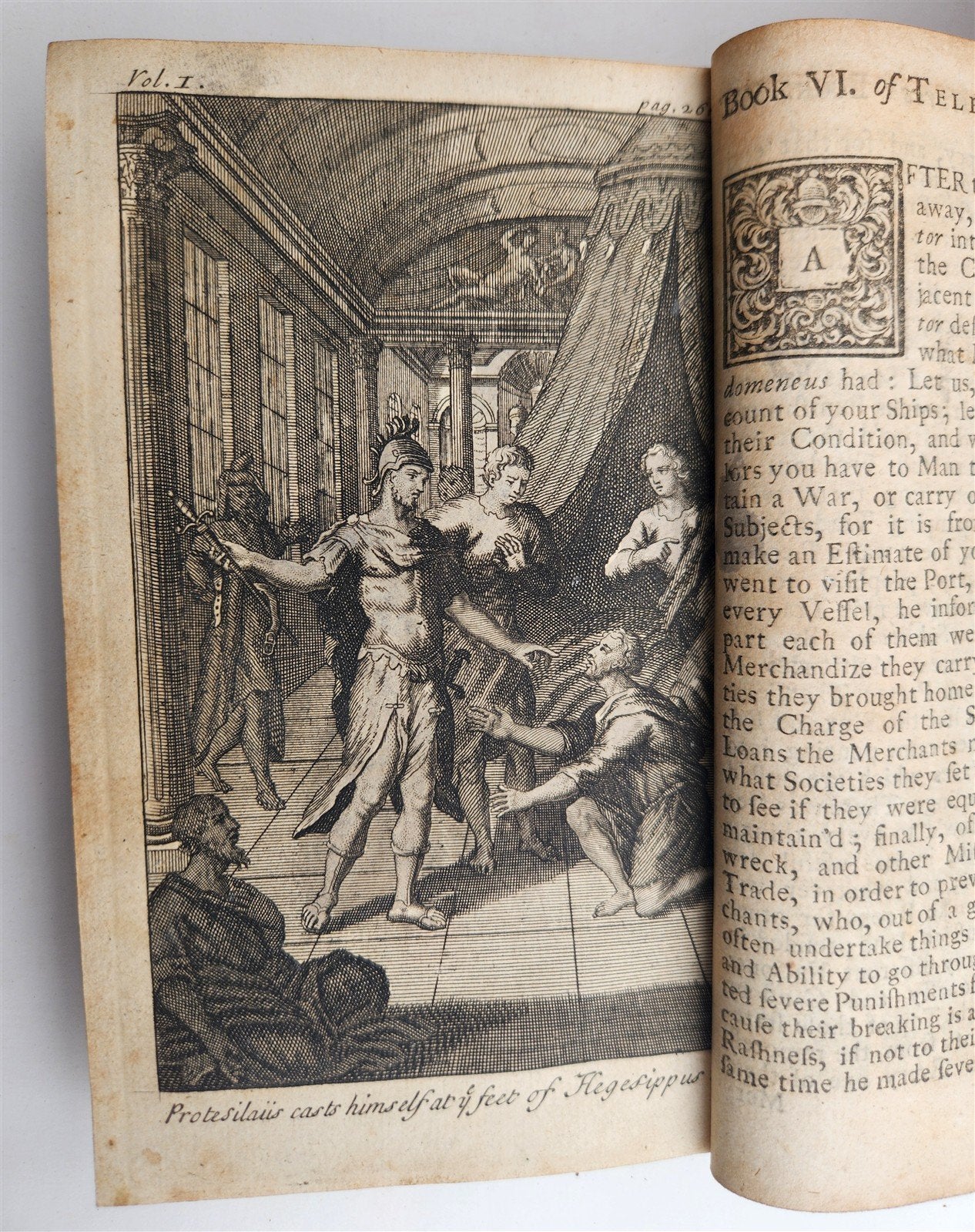1715 THE ADVENTURES of TELEMACHUS Vol. I ANTIQUE illustrated in ENGLISH