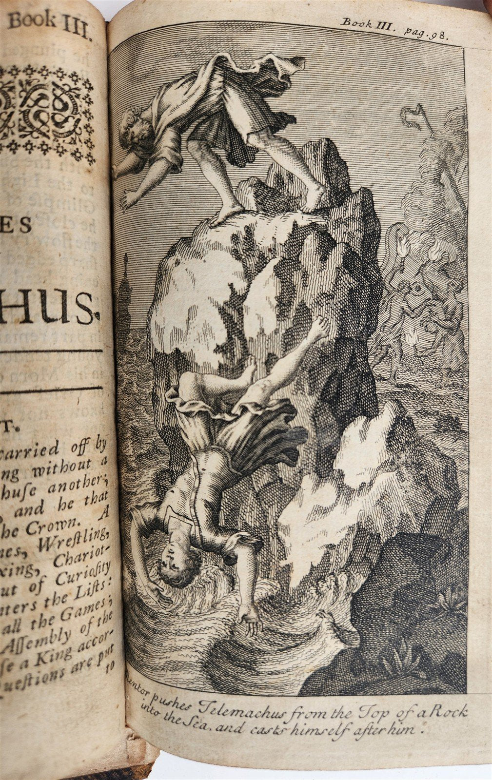 1715 THE ADVENTURES of TELEMACHUS Vol. I ANTIQUE illustrated in ENGLISH