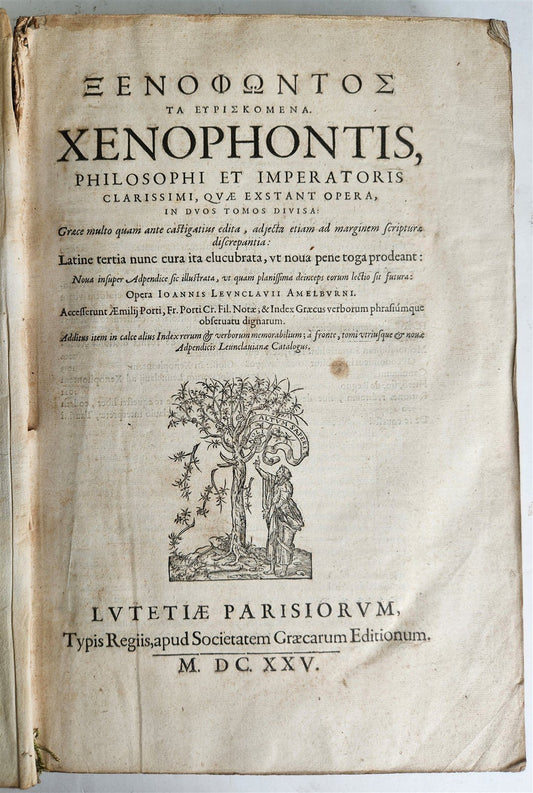 1625 XENOPHONTIS Philosophi et Imperatoris LARGE FOLIO in GREEK & LATIN antique