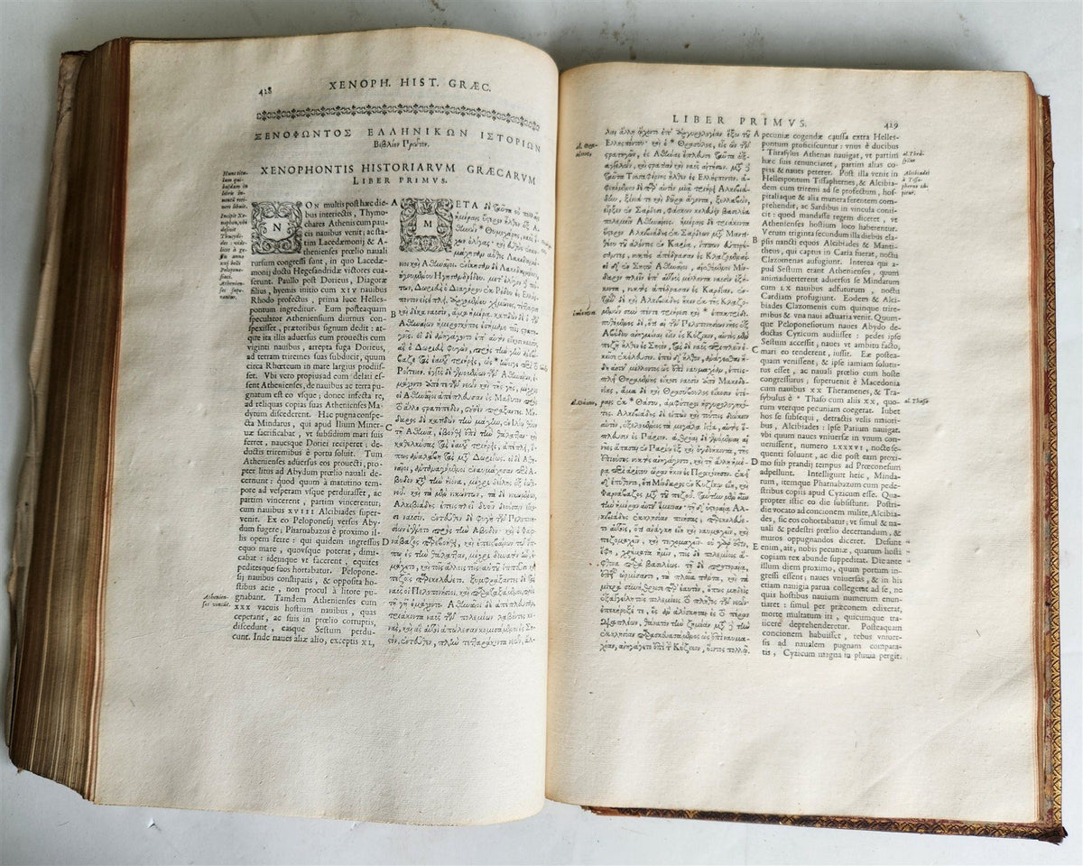 1625 XENOPHONTIS Philosophi et Imperatoris LARGE FOLIO in GREEK & LATIN antique