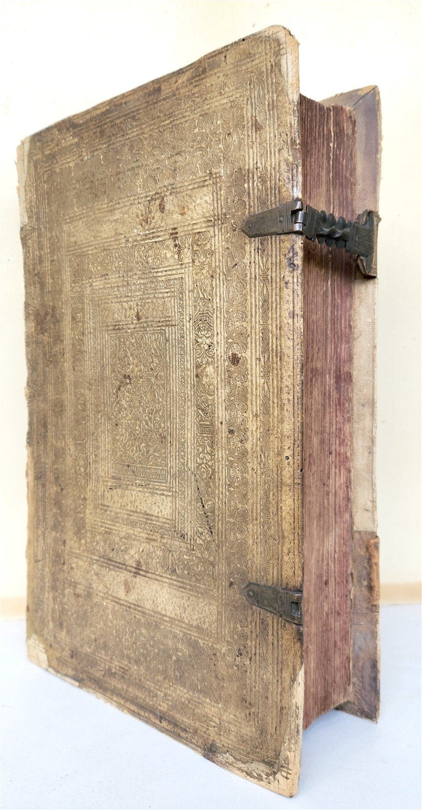 1573 BIBLE in LATIN ILLUSTRATED antique 16th c PIGSKIN BOUND FOLIO S. Castellio