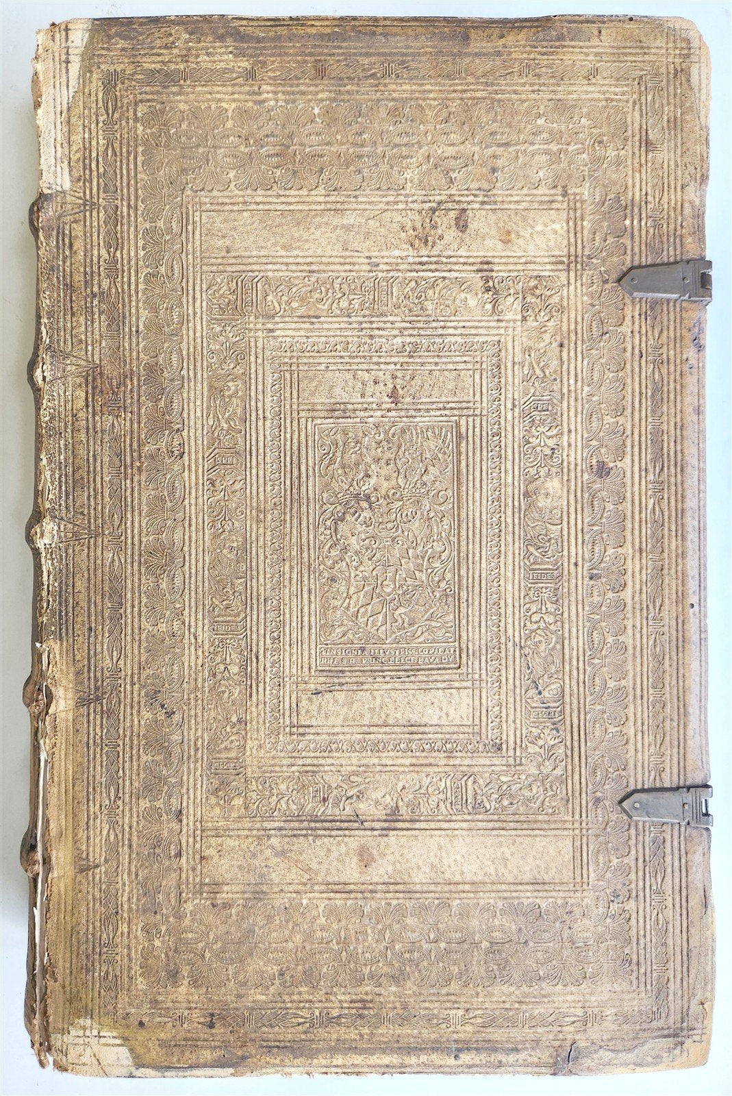 1573 BIBLE in LATIN ILLUSTRATED antique 16th c PIGSKIN BOUND FOLIO S. Castellio