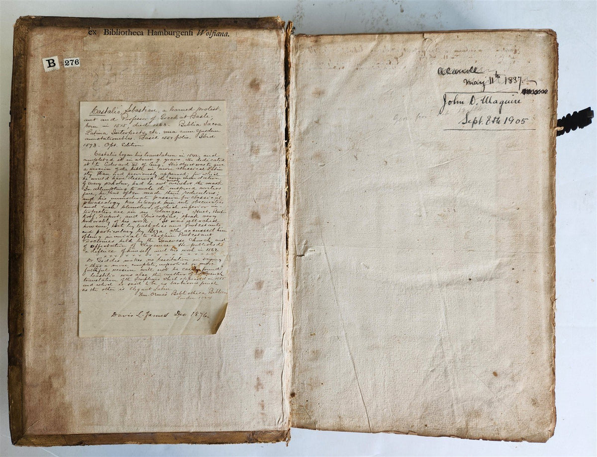 1573 BIBLE in LATIN ILLUSTRATED antique 16th c PIGSKIN BOUND FOLIO S. Castellio