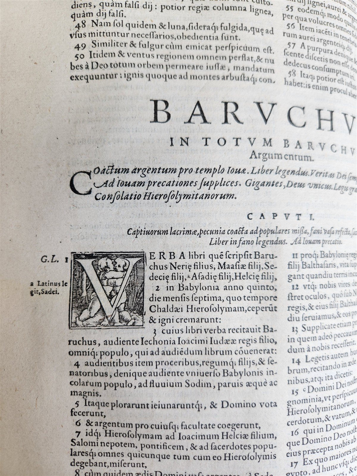 1573 BIBLE in LATIN ILLUSTRATED antique 16th c PIGSKIN BOUND FOLIO S. Castellio