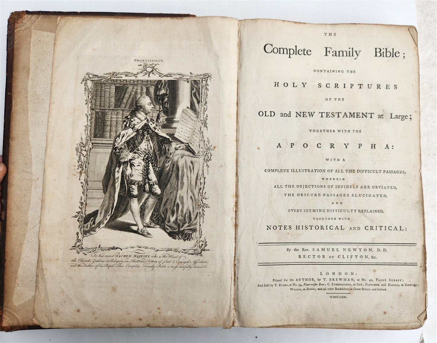 1771 BIBLE in ENGLISH ILLUSTRATED antique FOLIO by Samuel Newton