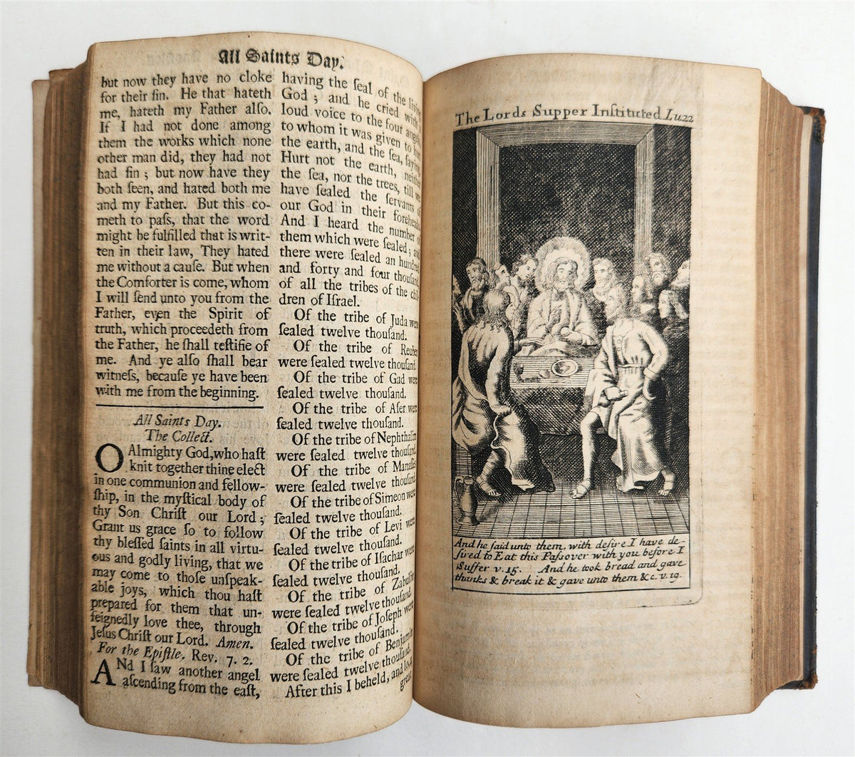 1720 BOOK of COMMON PRAYER in ENGLISH W/ PSALTER antique ILLUSTRATED