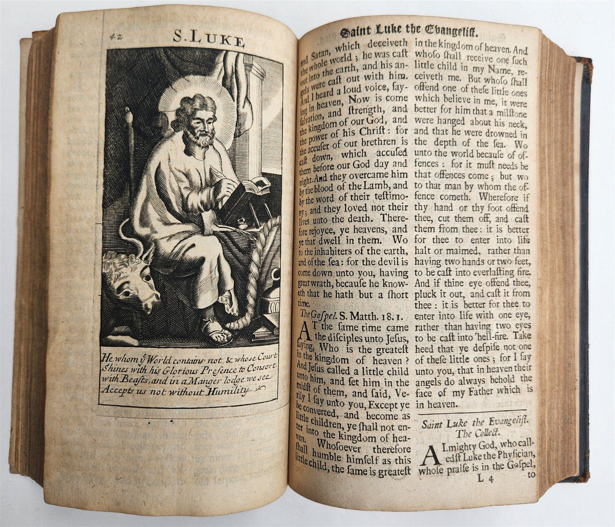 1720 BOOK of COMMON PRAYER in ENGLISH W/ PSALTER antique ILLUSTRATED