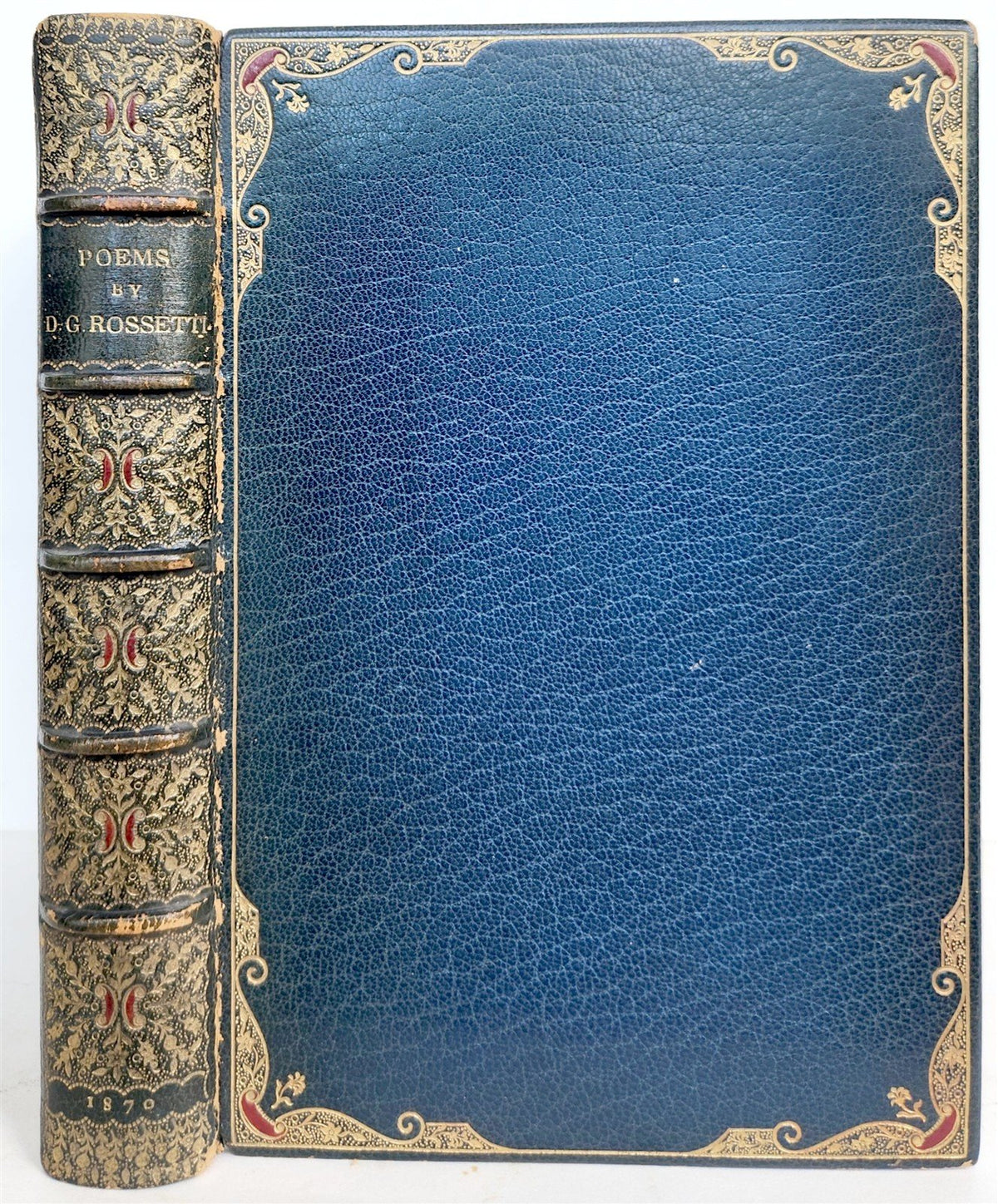 1870 POEMS by DANTE GABRIEL ROSETTI w/AUTHOR'S MANUSCRIPT SIGNED BINDING antique