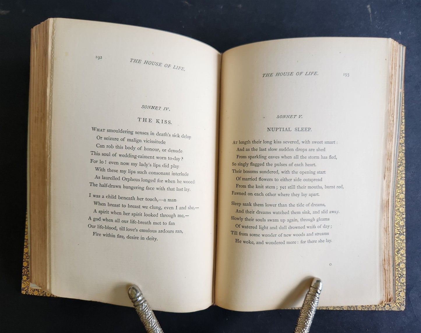 1870 POEMS by DANTE GABRIEL ROSETTI w/AUTHOR'S MANUSCRIPT SIGNED BINDING antique