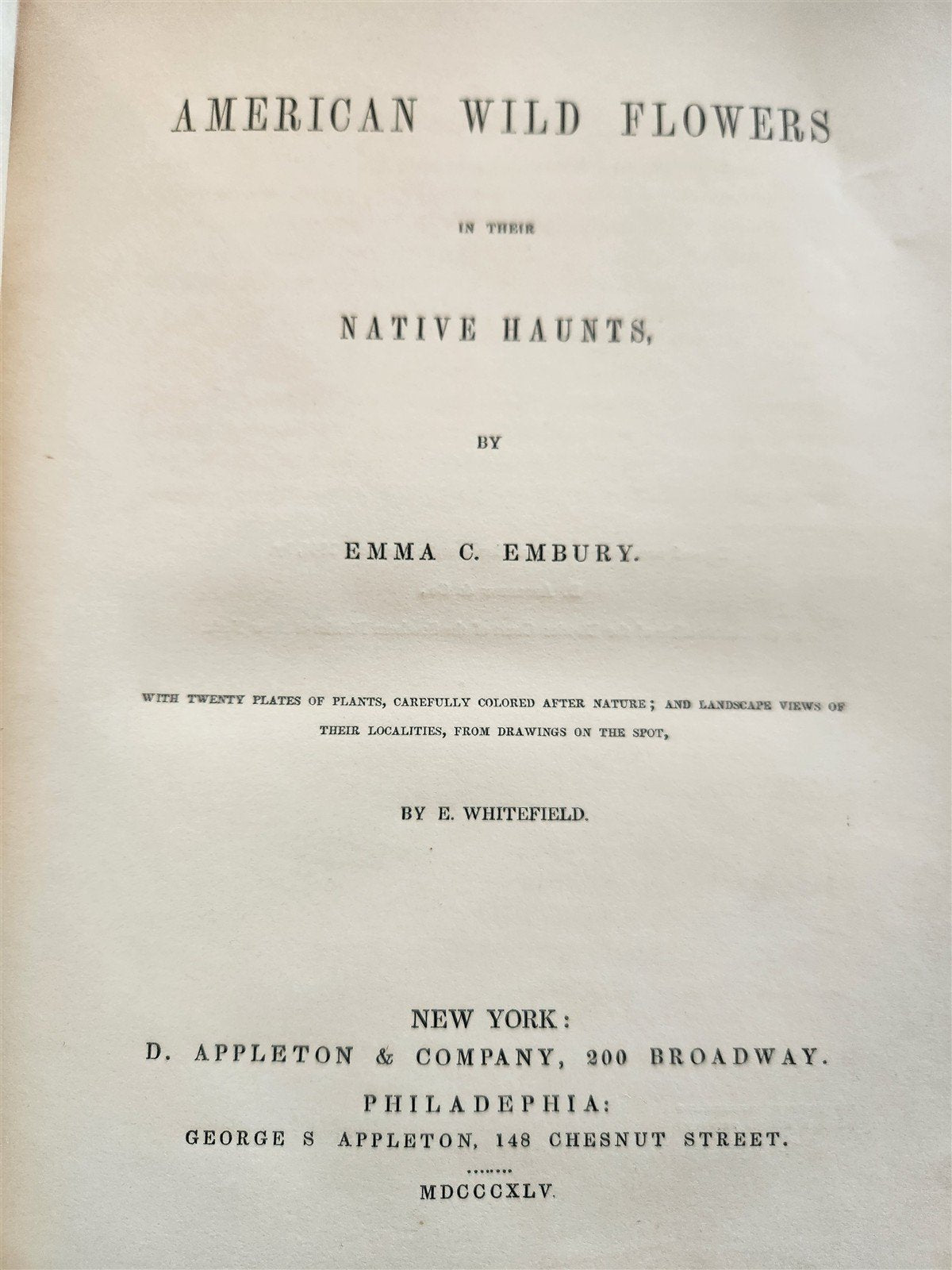 1845 AMERICAN WILD FLOWERS in THEIR NATIVE HAUNTS antique 1st ED. ILLUSTRATED