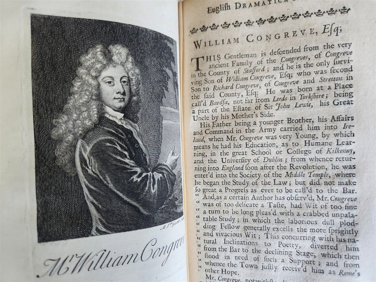 1719 POETICAL REGISTER LIVES and CHARACTERS of ENGLISH DRAMATICK POETS antique