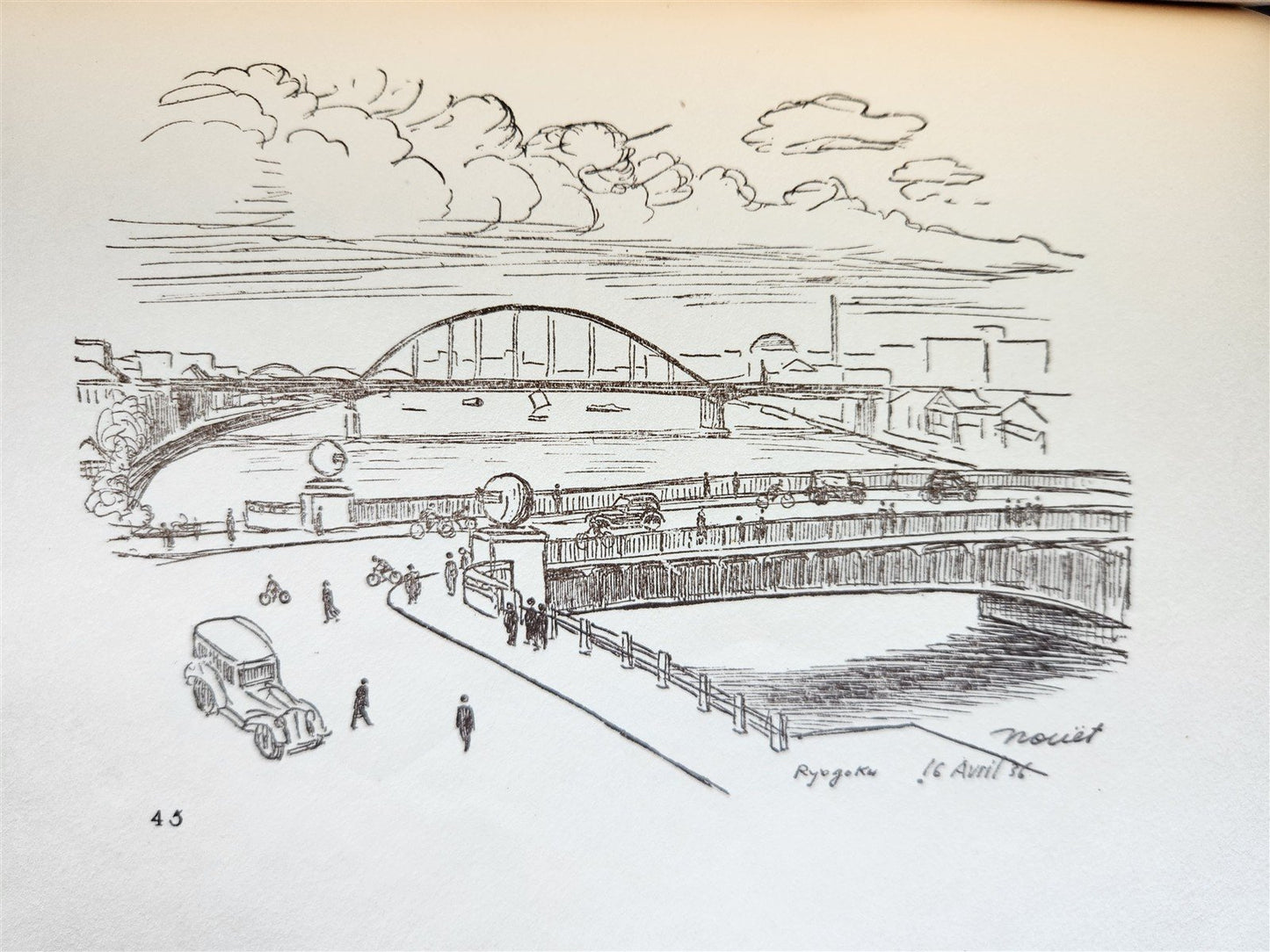 1936 TOKYO Old City Modern capital Fifty sketches antique illustrated