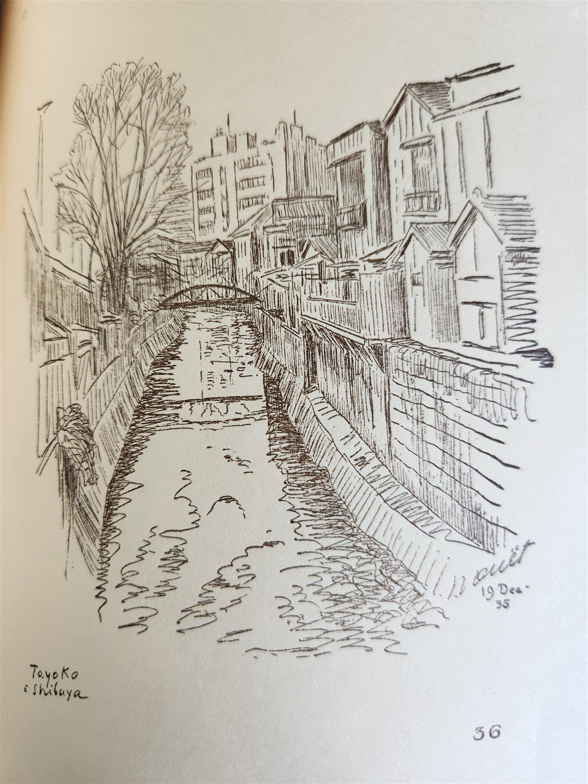 1936 TOKYO Old City Modern capital Fifty sketches antique illustrated