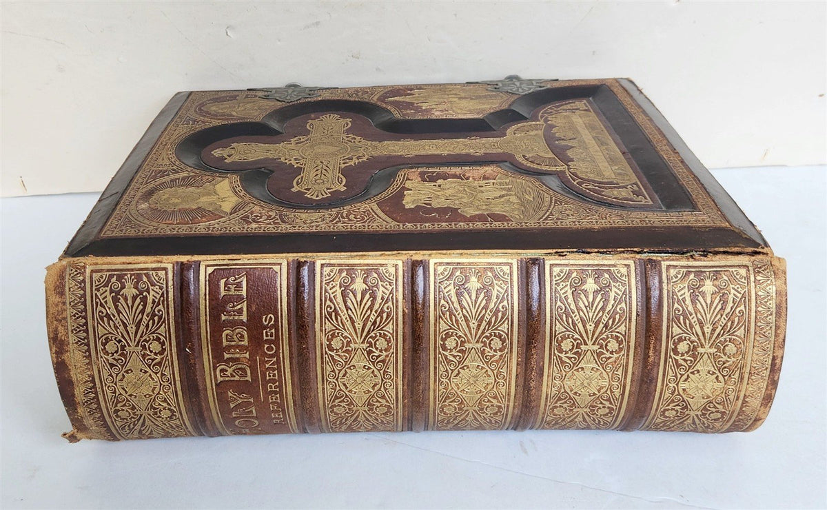 1882 BIBLE in ENGLISH ANTIQUE VICTORIAN MASSIVE FOLIO GUSTAVE DORE ILLUSTRATED